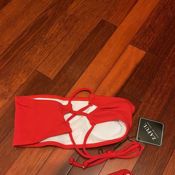 Red- Strapless Bandeau Bikini Set - Picture 7 of 7